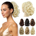 Blonde Ponytail Extension,9" Short Curly Wavy Claw Clip in Ponytails Hair Extensions Natural Soft Synthetic Hairpiece for Women