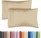 Queen Pillow Cases Set of 2 - Ultra Soft Hotel Quality Pillowcase Covers - Comfy, Cozy & Wrinkle Free - Shrinkage, Stain and Fade Resistant - Machine Washable Pillow Protectors - 2 Piece Set - Beige