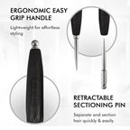 Silver Arch Round Brush for Blow Out (25mm) Professional Metal Small Round Hair Brush for Blow Drying Short Hair with Sectioning Pin, Salon Quality, Anti-Static Ionic Technology