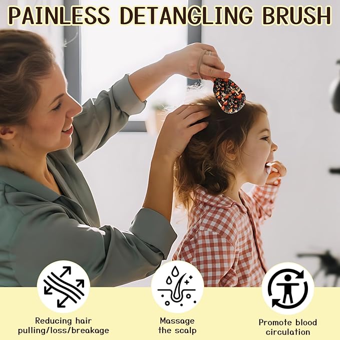 Mini Hair Brush,Cute Detangling Travel Hair Brush,Soft Bristles for Effortless Tangle Removal,Detangler Hairbrush for Women Men Boys Girls Kids Wet Dry All Hair Types (Red Mushrooms, Mini)