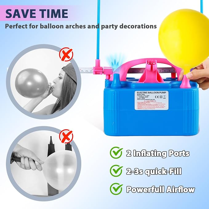 Party Zealot Electric Balloon Inflator Dual Nozzles - Image 4