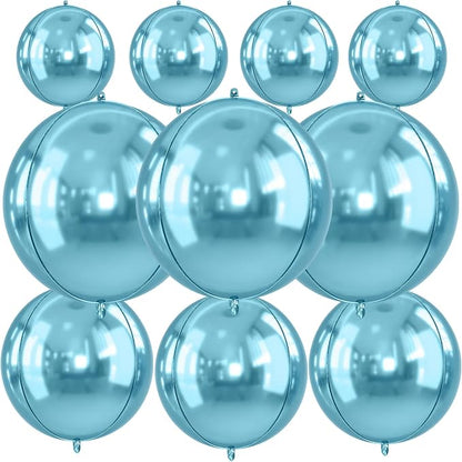 10Pcs Light Blue Round Foil Balloons, Metallic Light Blue Foil Baloon by FunHot