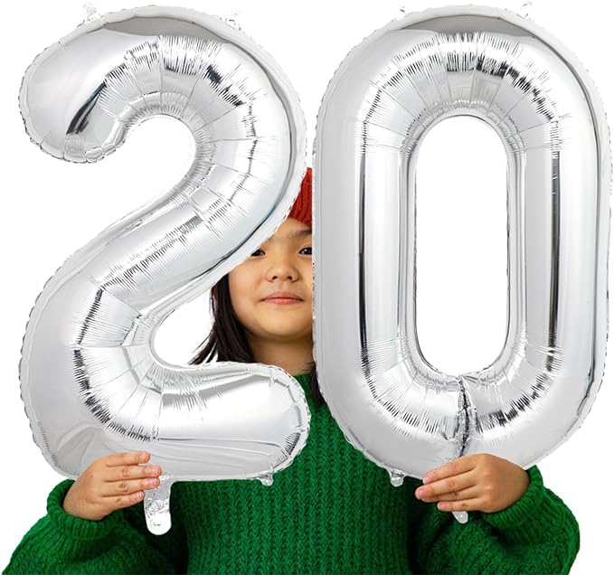 Number Balloons Silver Party Balloon - Image 3