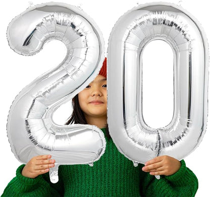 Number Balloons Silver Party Balloon - Image 3