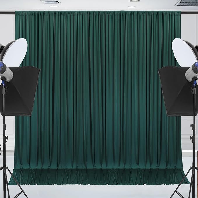 20x10ft Wrinkle Free Hunter Green Backdrop Curtain - Image 2