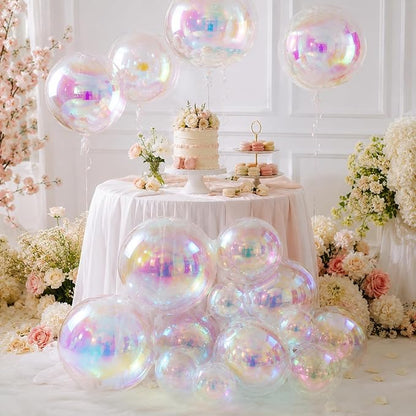 12Pcs Iridescent Round Foil Balloons, 4D Holographic Clear Ball Balloons | - Image 9