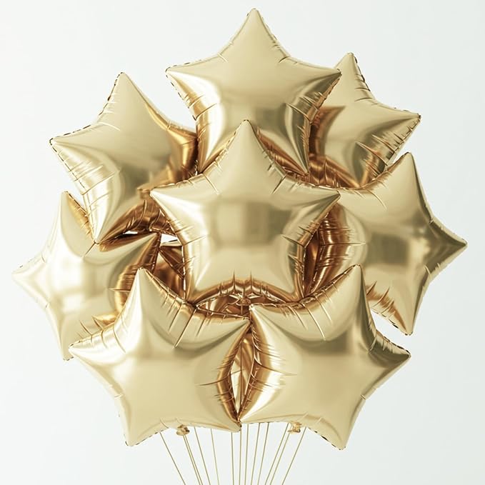 TONIFUL 15Pcs Star Shaped Balloons 18Inch Large Champagne Gold Foil Balloon | by TONIFUL