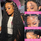 38 Inch Deep Wave Lace Front Wigs Human Hair 13x6 HD Lace Frontal Wigs for Women 200% Density Deep Curly Human Hair Wigs Pre Plucked with Baby Hair Glueless Wigs Natural Color
