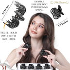 RC ROCHE 6 Pcs Double Claw Hair Clip Tooth Claw Clip Grip Tooth Jaw Clamps Thin Fine Hair Strong Hold No Slip Undo Clutchers for Women, Small Black