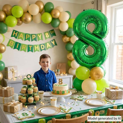 Green Number 8 Balloon 40 Inch, Lustrous Foil - Image 6
