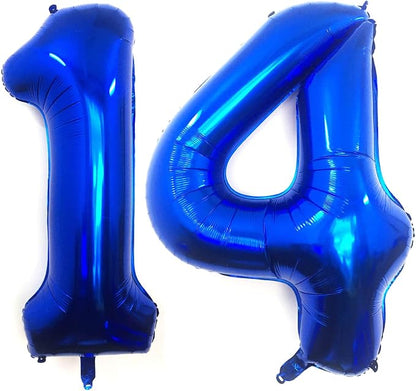 40 Inch Navy Blue 14 Number Balloons Giant Jumbo Huge 14 or 41 Foil Mylar by LHOAVWE