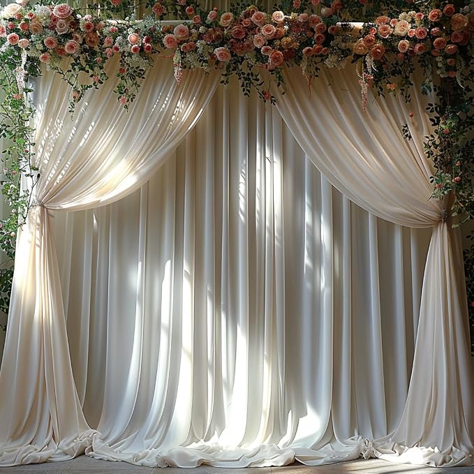 30x10ft Wrinkle Free Ivory Backdrop Curtain - Image 8