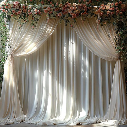30x10ft Wrinkle Free Ivory Backdrop Curtain - Image 8