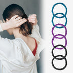 6 Set 100% Pure Mulberry Silk Hair-Friendly + Luxurious Elastic Skinny Scrunchies Travel Pouch Everyday Hair Ties Elastics Hair Care Ponytail Holder No Damage