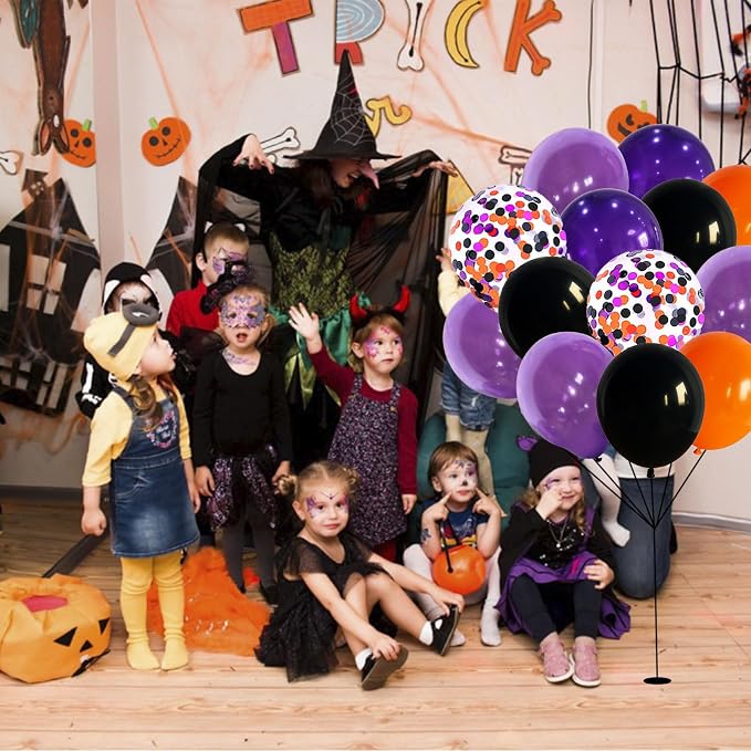 60Pcs Black Orange Purple Balloons, 12 Inch Balloon Purple Black Orange Party - Image 3
