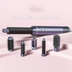 6 in 1 Hair Dryer Brush, Detachable Air Styler, 3 Heat Settings Blow Dryer Brush Frizz-Free Volumizing, Straightening, Curling ALCI Safety Plug for Travel & Home Styling (Blue-Pink)