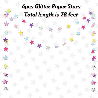 BEISHIDA 6Pcs Pastel Paper Star Garland Decor Twinkle Star Banner Backdrop - Image 2
