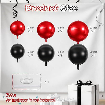 Black Red Round Foil Balloons - Image 2