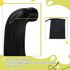 RUNATURE Human Hair Ponytail Extension, Off Black Ponytail Hair Extensions Real Human Hair, Soft Straight Hair for Women, Natural Ponytail Hairpiece, Add Length 12 Inch 70g #1B Off Black