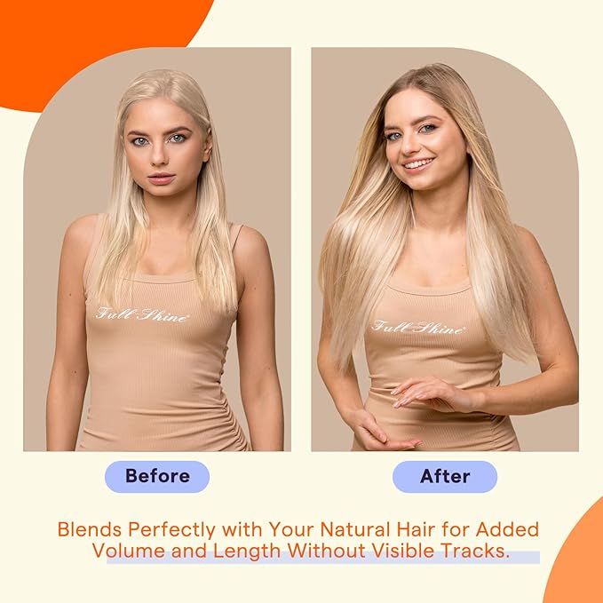 Full Shine Tape in Hair Extensions 18 Inch Tape Ins Human Hair Extensions Color 18/22/60 Nordic Ash Blonde and Blonde Tape in Extensions 20PCS Human Hair Tape ins Extensions 50g for Party