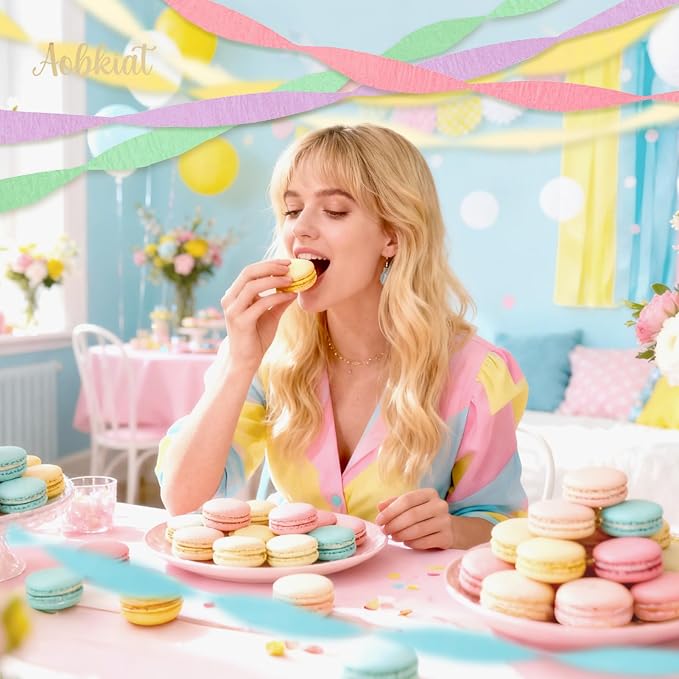 AOBKIAT Crepe Paper Streamers Party Decorations, 6 Rolls Pastel Streamers | - Image 3