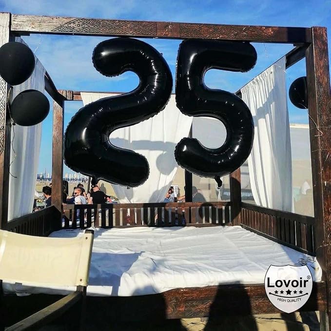 Black 22 Number Balloons, 40 Inch Giant Number 22 Balloons Foil Mylar Helium - Image 4
