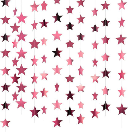 Patelai 130 ft Star Garland Banner Decor, Rose Pink by Patelai