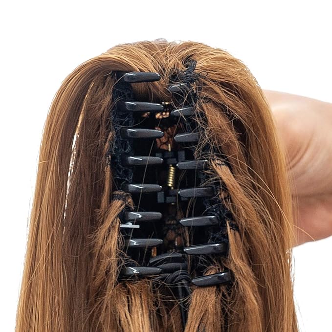 SWACC 28-Inch Long Straight Claw Clip Ponytail Extensions Synthetic Hair Extensions Ponytail Jaw Clip Hair Pieces for Women (Strawberry Blonde-27#)