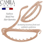 Camila Paris CP2320 French Hair Barrette Clip, Flexible Ponytail Holder No Metal Parts, Strong Hold Grip Hair Clips for Women, No Slip and Durable Styling Girls Hair Accessories, Made in France