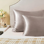 BEDELITE Satin Pillowcase with Zipper 2 Pack, Rose Taupe Pillow Cases Standard Size, Super Soft and Cooling Similar to Silk Pillow Cases, Gift for Women Men(20x26 Inches)