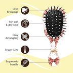Mini Hair Brush,Cute Detangling Travel Hair Brush,Soft Bristles for Effortless Tangle Removal,Detangler Hairbrush for Women Men Boys Girls Kids Wet Dry All Hair Types (Pink Bow, Mini)