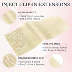 DOORES Invisi Edge Clip in Hair Extensions 16 inch 110g 7pcs, Virgin Real Human Hair PU Clip in Extension Invisible Seamless Natural Thickening Hairstyle, 60A Platinum Blonde
