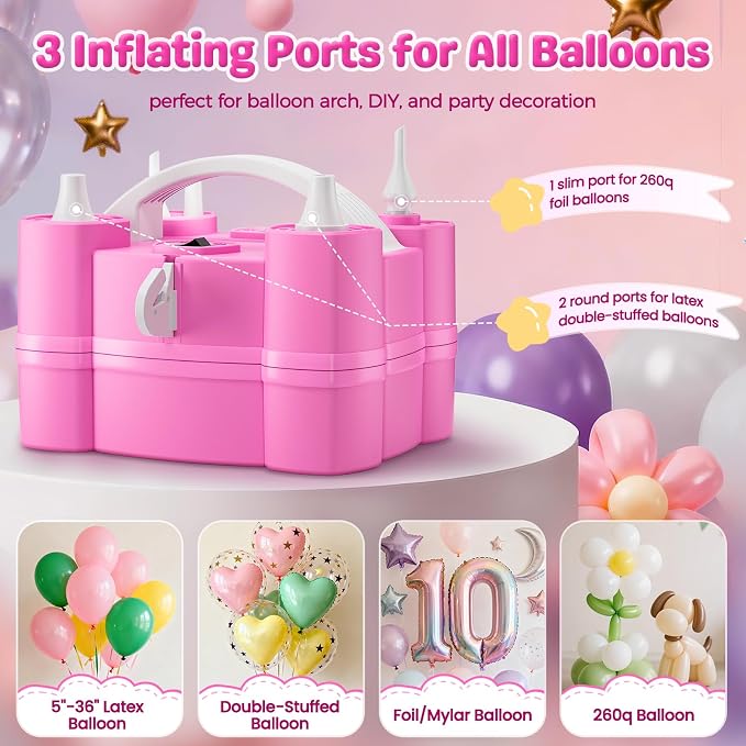Keaibuding Electric Balloon Pump, 4-in-1 Triple Nozzles - Image 2
