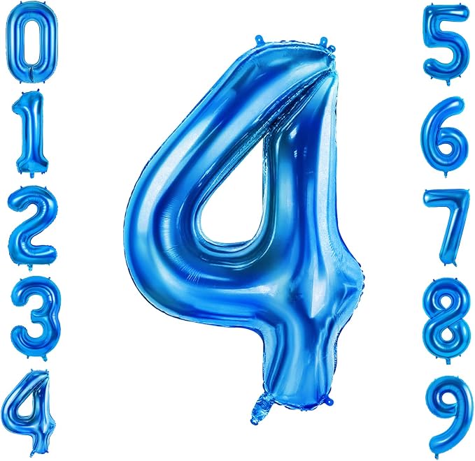 Number 4 Balloons for 4th Birthday Party Decorations, 0-100 Large No.4 Balloons by Joycard