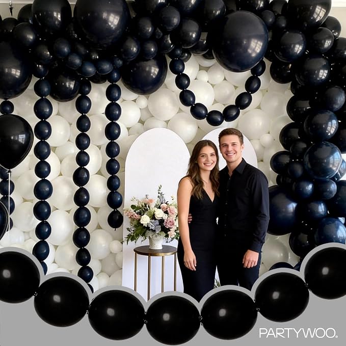 PartyWoo Black Linking Balloons 100pcs 6 Inch Black Link Balloons | - Image 2