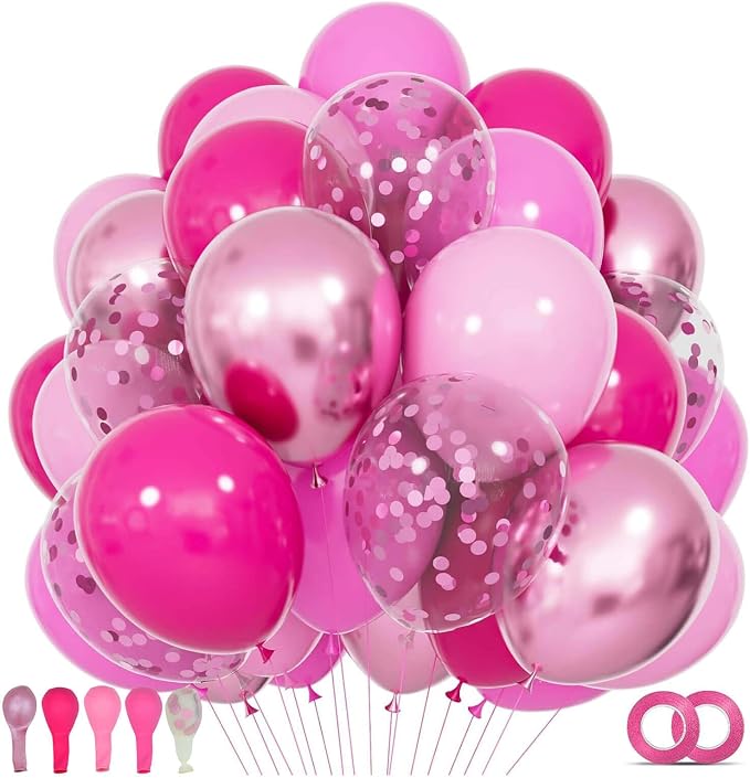 68Pcs Pink Balloons Kit 12 Inch Metallic Pink Balloon, Baby Shower, Graduation by KUULBELAballoons