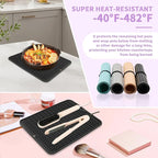 Oversize Silicone Heat Resistant Mat, Heat Mat with Velcro for Curling Iron, Travel Cover Cushion for Curling Irons, Hair Bands and Styling Tools(15.7" X 11.8") (Black)
