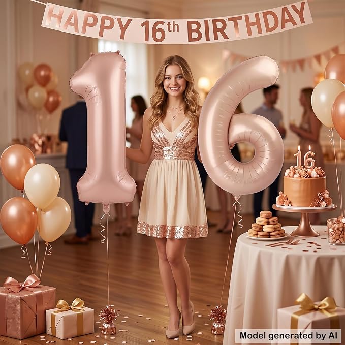 40 Inch Caramel Foil Number 16 Balloon - Image 4