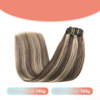 XDhair Clip in Hair Extensions Human Hair 160g 20 Inch 7pcs Chocolate Brown Mixed Caramel Blond Clip in Hair Extensions Real Human Hair for Full Head #4p27/20 inch