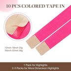 GOO GOO Tape in Hair Extensions Human Hair, Pink, 20inch 30g 10pcs, Colored Tape ins Human Hair Extensions, Silky&Soft Invisible Tape Ins, Hair Highlighted for Party