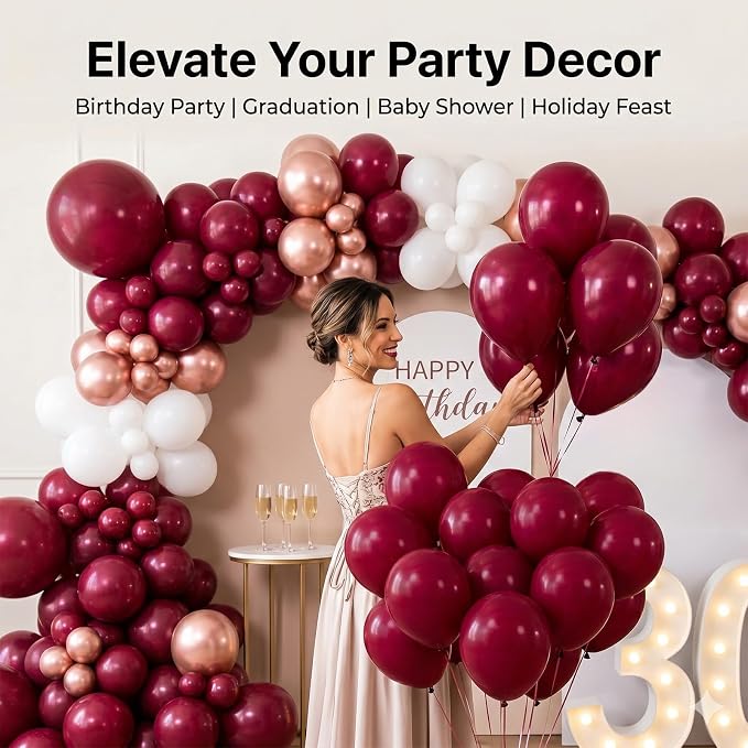 50pcs Burgundy Balloons, 12inch Matte Burgundy Red Balloons | Balloons - Image 4