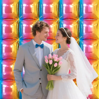 NISOCY 25PCS Gradient Colorful Square Foil Balloons Wall Backdrop | Double - Image 7