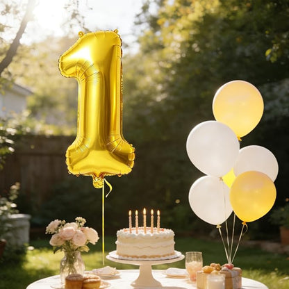 40 Inch Number 1 Balloons for 1st Birthday Party Decorations, 0-100 Gold Large - Image 3