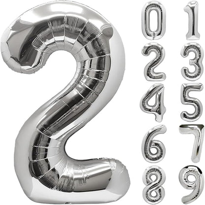 Number Balloons Silver Party Balloon by United-UnicornsParty