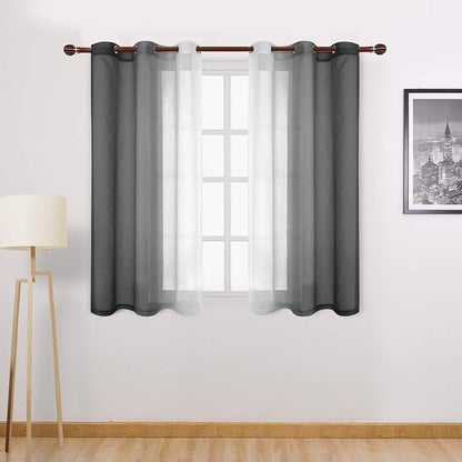 DWCN Black Ombre Short Sheer Curtains by DWCN