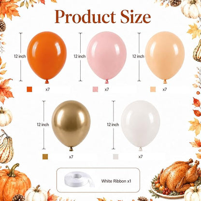 Fall Balloons, Burnt Orange Pink Gold White Balloons - Image 2