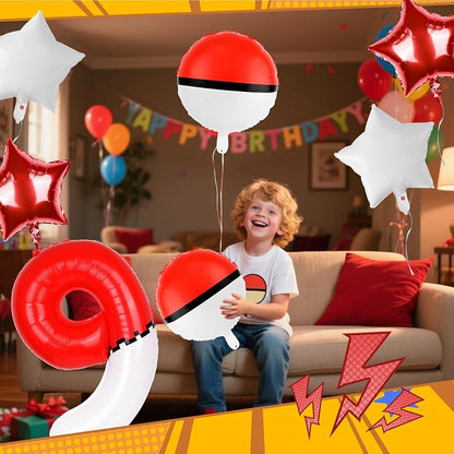 40 Inch Red & White Cartoon Themed Theme Number Balloon, Number Block Foil - Image 5