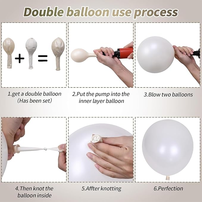 Champagne Gold and White Balloons, 12 Inch Double Stuffed Pearl White Sand Gold - Image 4