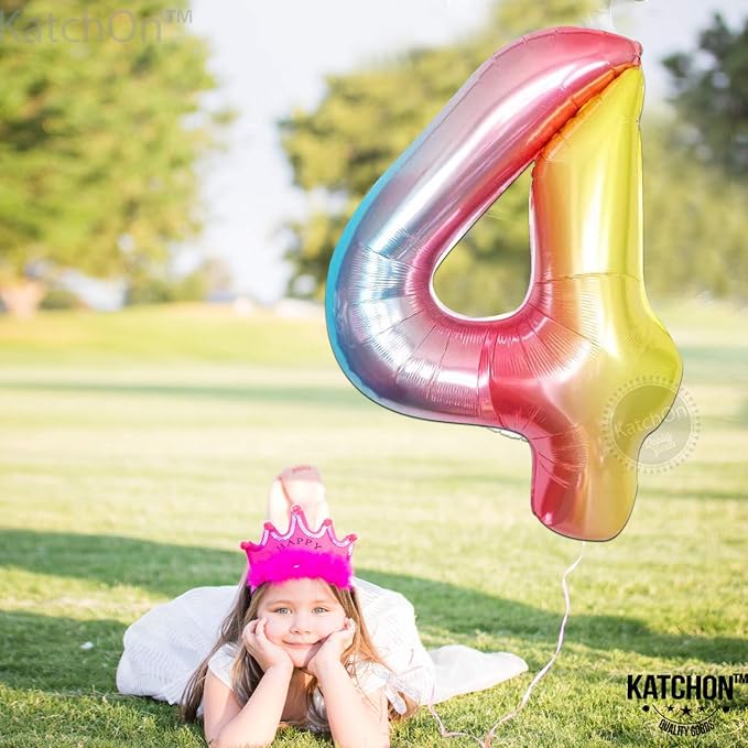 KatchOn Rainbow Number 4 Balloon 40 Inch | 4 Balloon Number - Image 7