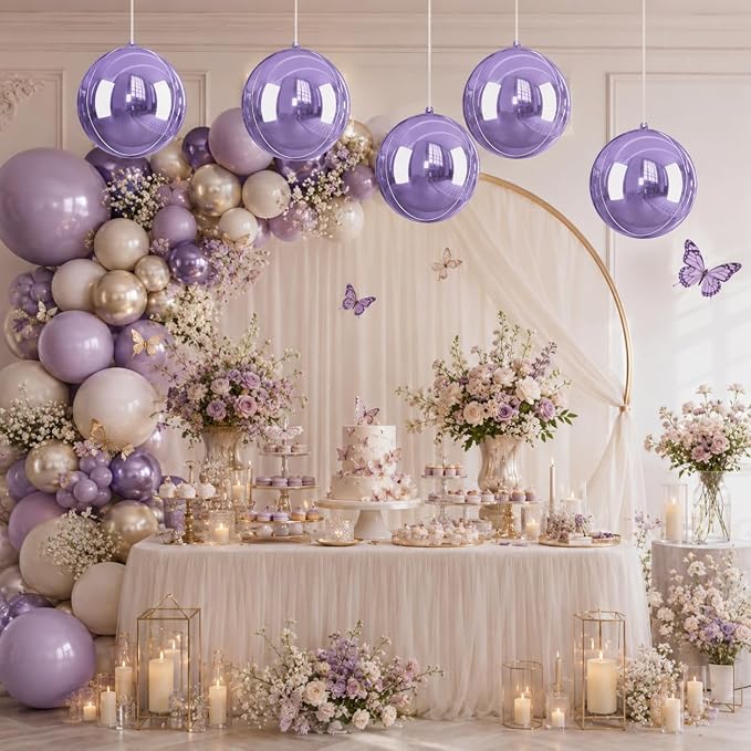 Purple 4D Round Foil Balloons, 22Inch Metallic Purple Balloons - Image 5